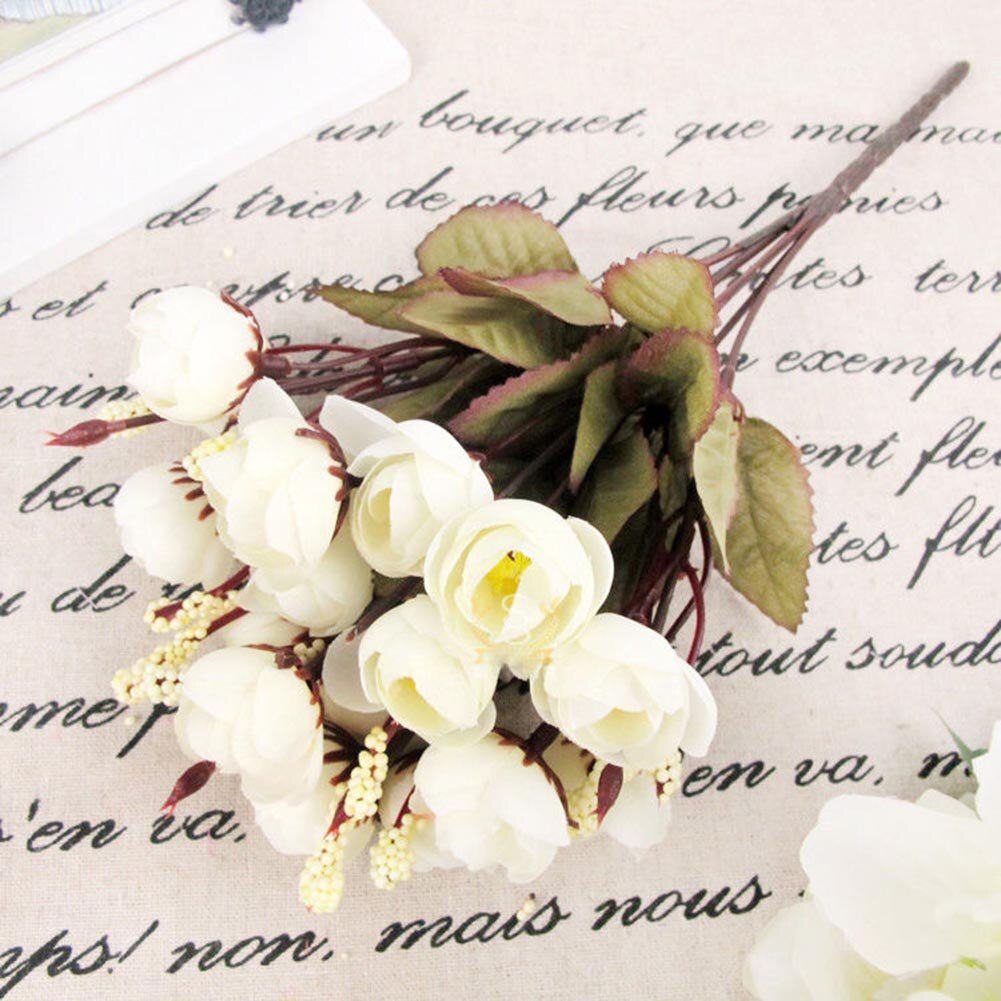 Flores de rosas de seda artificiales para el hogar 18 cabezas de flores Camelia decoración de ramo de peonía