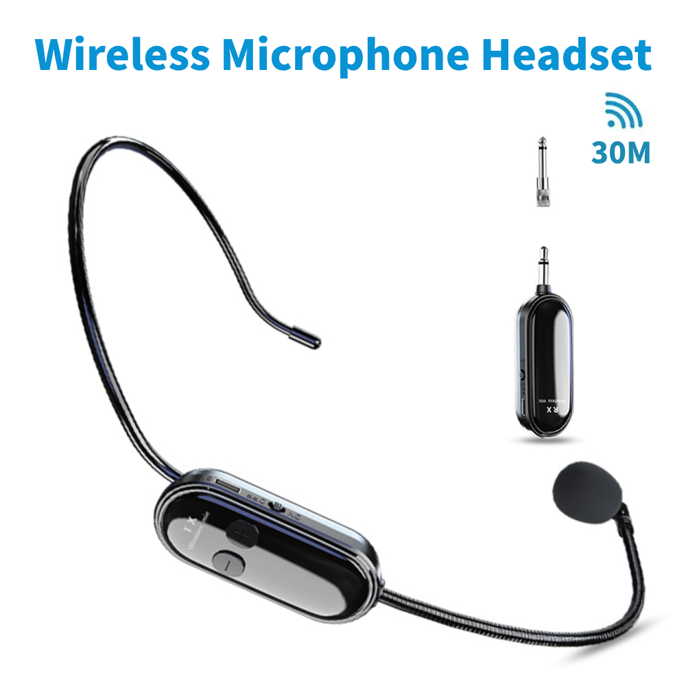 2.4G Wireless Microphone Headset with Receiver UHF Wireless Headset Handheld 2 in 1 Mic for Voice Amplifier Stage Speakers Teach
