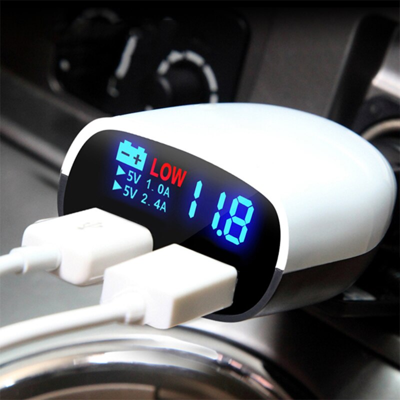 3.4A cargador de coche Dual USB para iPad para iPhone 7 8x6 tabletas Samsung Monitor de voltaje Monitor con alarma de timbre
