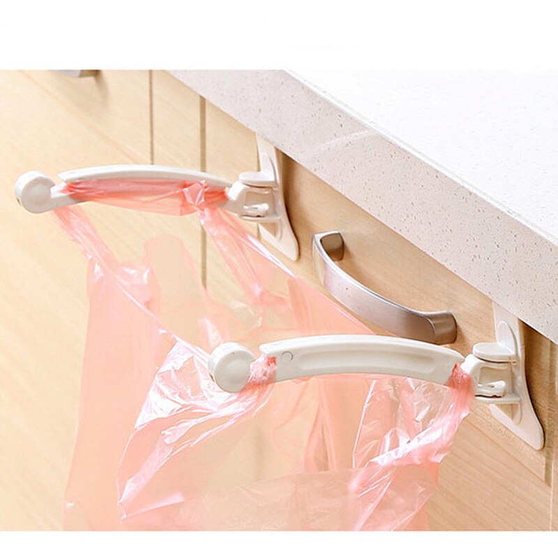 1Pair Kitchen Cupboard Garbage Hooks Stand Storage Garbage Bags Hanging Hooks Rack Plastic Bag Hook