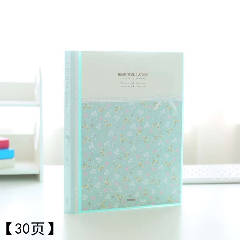 Deli Verse Bloem Papier Bestand Houders A4 Document Houder Papier Map Opslag Bindmiddel Pouch Pakket Kantoor School 30/40/60 Pagina 'S: 5173-green