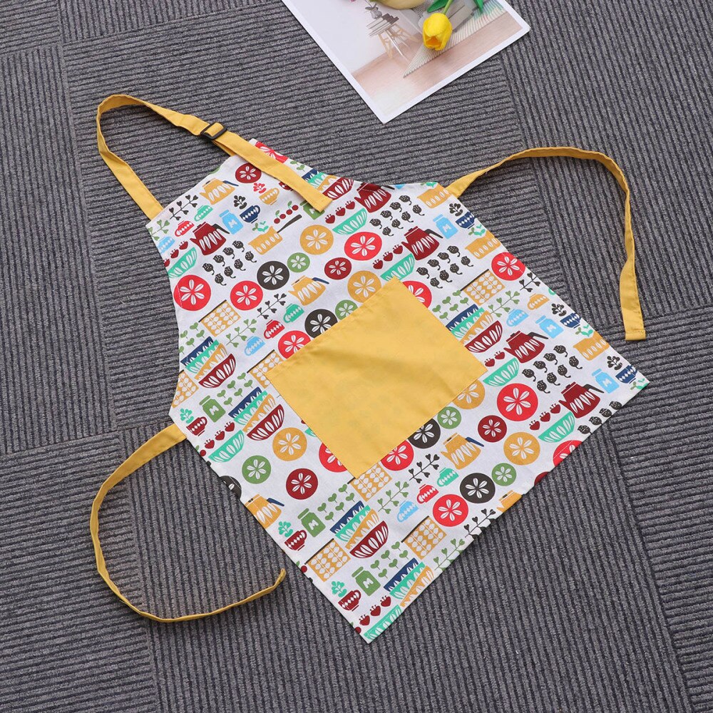Children Cotton Aprons Cartoon Kitchenware Pattern Painting Kids Aprons for Children Cooking Baking Kitchen (Small Size, Kitchen