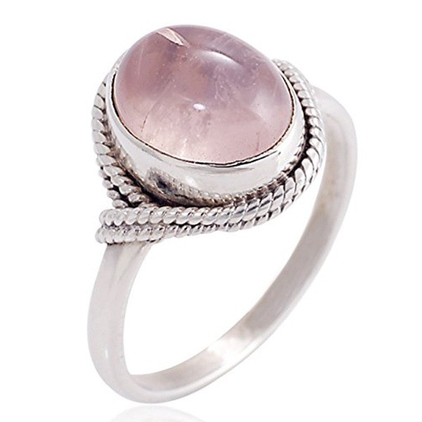 925 sølvfarvet retro marcasite rose kvarts ring til kvinder engagement pink krystal bizuteria topas 925 sølv smykker ring: 6 / Lyserød