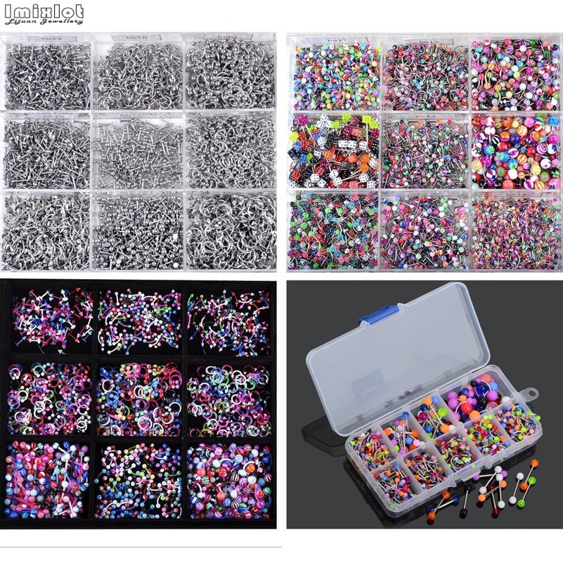 45/90 Stück Mix Edelstahl Nase Ohr Bauch Lip Zunge Ring Captive Bead Augenbraue Bar Piercings Körperschmuck Lot Bulk