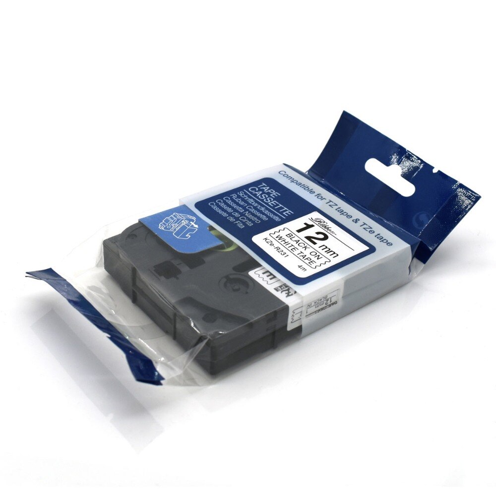 Satin Ribbon 12mm*4m Black on White tze label tape TZe-R231 TZ-R231 for wedding Christmas Party for Brother P Touch printer