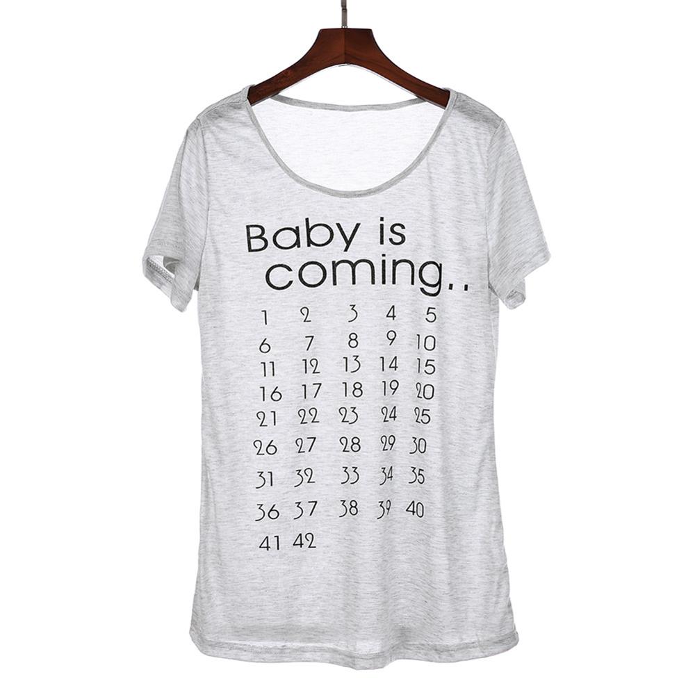Baby kommer snart gravide kvinder t-shirt kalender skjorte mor tøj kvindelige graviditet t-shirt annonceret t-shirt