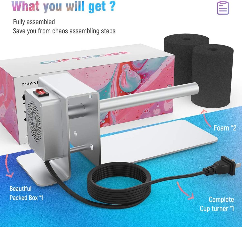 Cup Turner Met Stille Motor 10 Oz Om 30 Oz Tumbler Spinner Met 2 Schuim Ambachten Tumbler Cup Spinner Machine kit Cuptisserie Cup: White