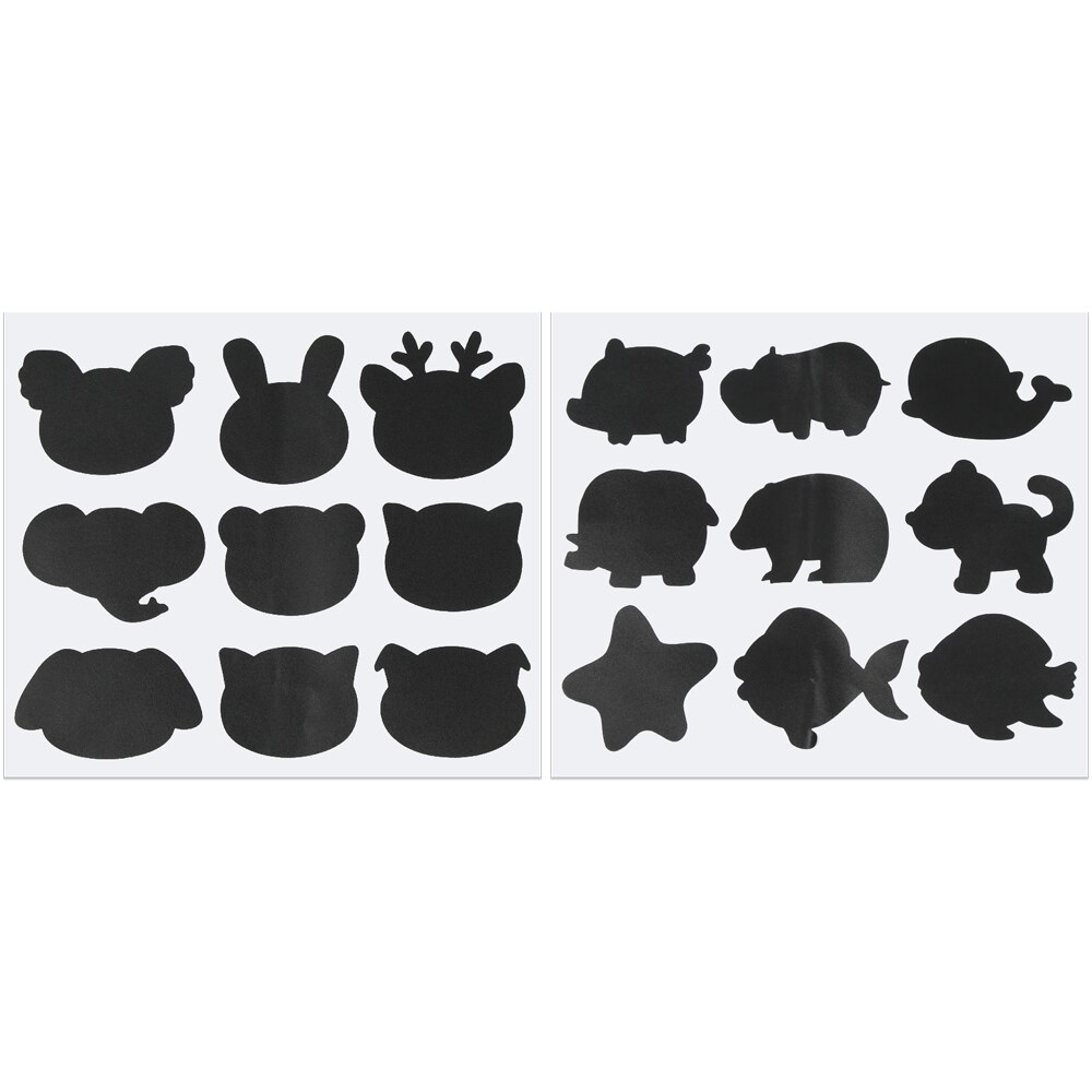 18/36PCS Waterdichte Zwarte Tag Labels Dier Vorm Stickers Cartoon Kruidenpotjes Kindergarden Keuken Krijtbord Sticker: Type1and2(36PCS)