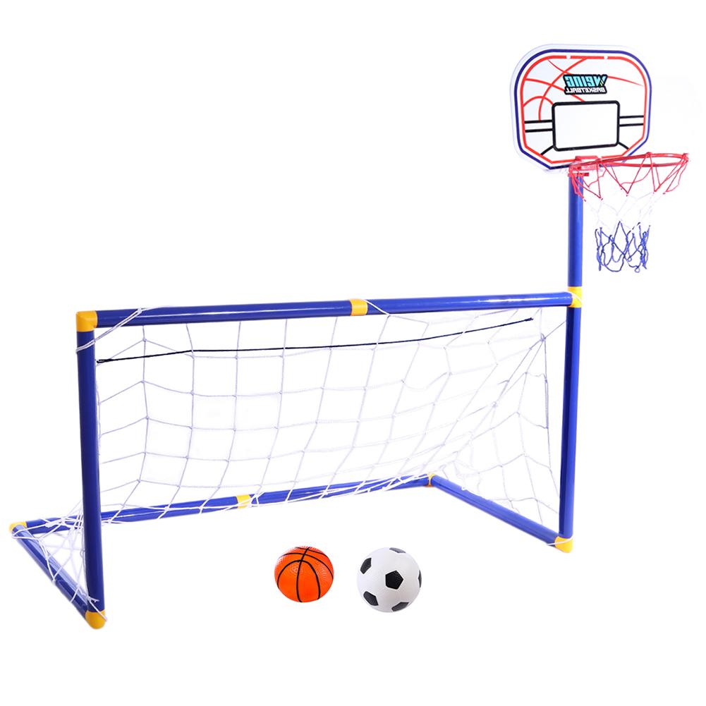 Portería de fútbol con aro de baloncesto para niños, 2 en 1, deportes al aire libre, soporte de baloncesto