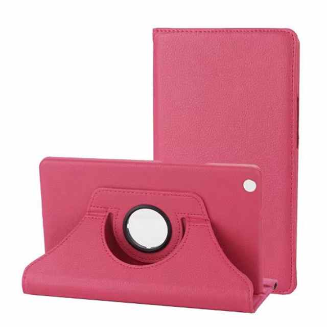 360 Degree Rotating PU Leather Case for Huawei MediaPad M3 Lite 8 CPN-L09/W09 8.0" Tablet Funda Cover Shell+Screen Film+Pen: rose red