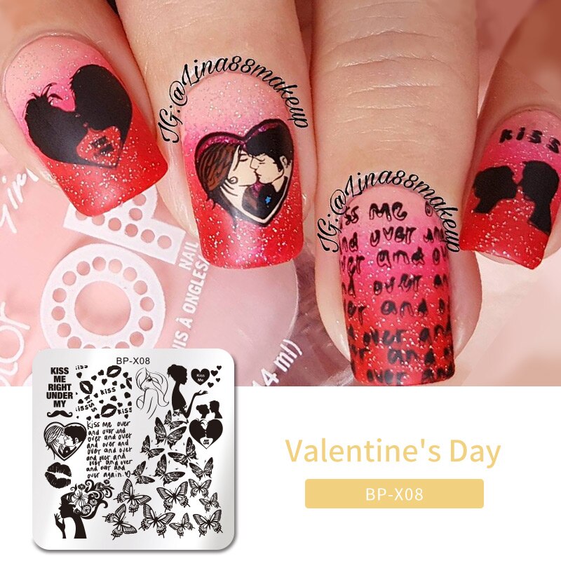 Noël saint valentin Halloween thème ongles estampage plaques timbre plaque modèle Nail Art arbre flocon de neige coeur Image: BP-X08