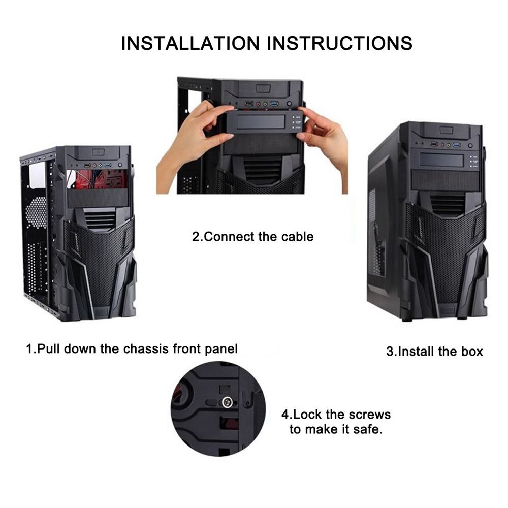 Zeadow 5.25" Fan Speed Controller Computer Case Fan Temperature Controller Front Panel Date Time Temperature Display Drive Bay
