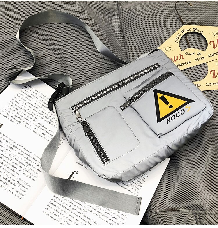 Bote Tasche mit großem fassungsvermöGen, originalmarke, funktional, modisch, Straße-Stil, japanischer werkzeugtasche, koreanischer reflektierender schultertasche: Grau