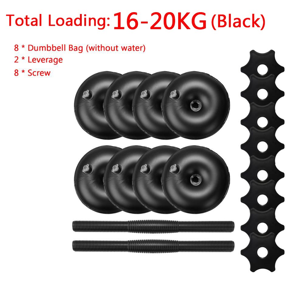 Mancuernas rellenas de agua para entrenamiento muscular, pesas ajustables de inyección de agua, 16-25KG: Black 16-20kg