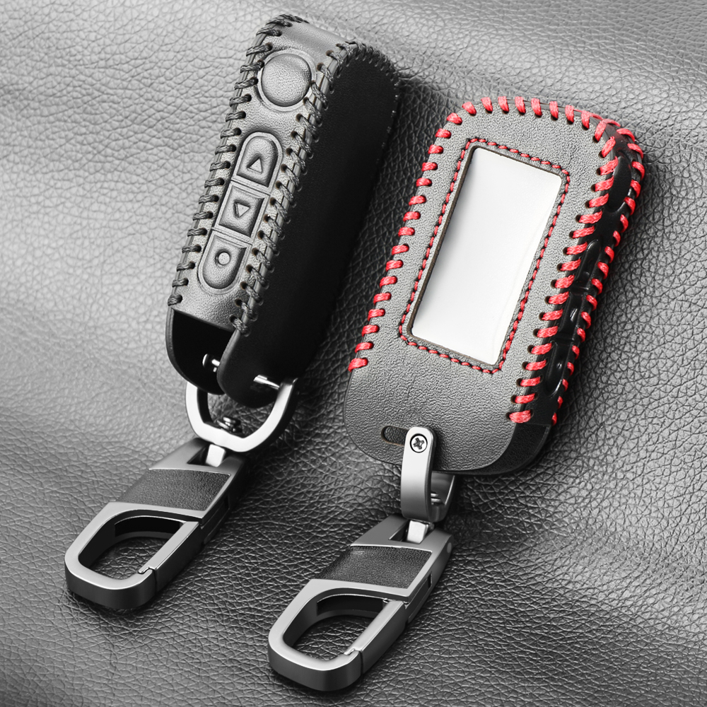 A93 a96 sleutelhangers van zwart leer met sleutelhoes voor starline  a93 a39 tweeweg autoalarm afstandsbediening  a63 lcd-zender