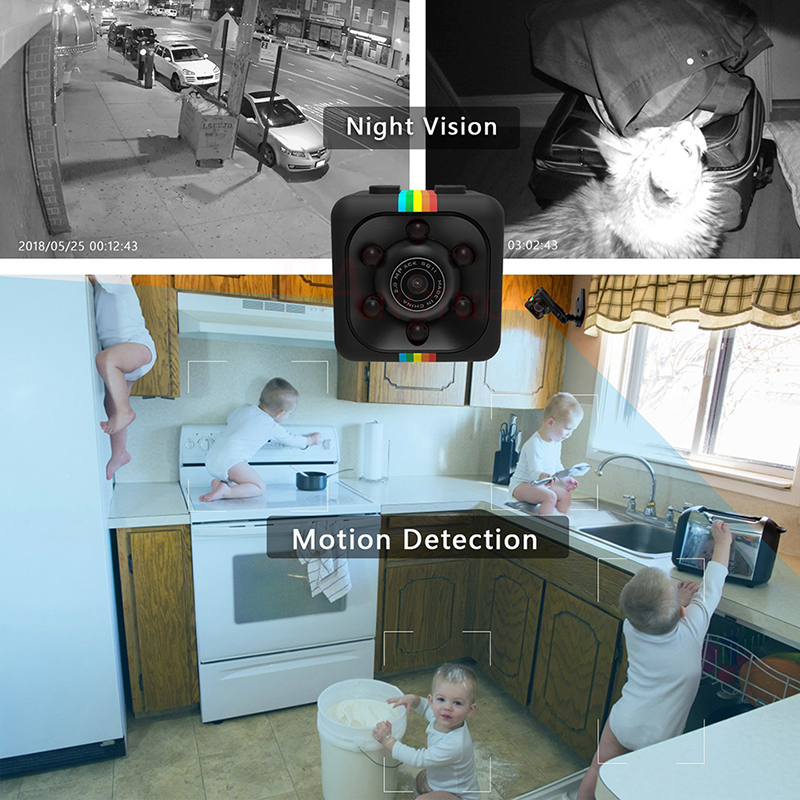 FANGTUOSI — Mini caméra SQ 11, 1080p HD, petit caméscope avec vision nocturne, détecteur de mouvement, convient au sport, vidéo numérique