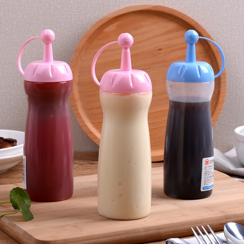 Jam Sauce Squeeze Bottle Plastic Squirt Out Ketchup Vinegar Oil Condiment Dispenser Gravy Boat Kitchen Transparent Container