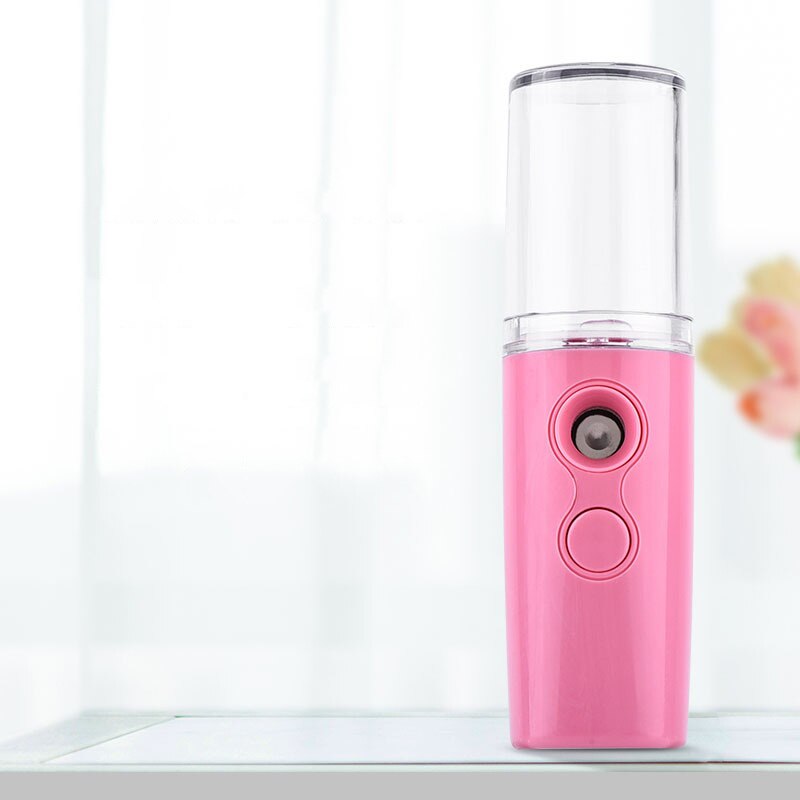 USB Nano Mist Sprayer Mini Facial Vaporizer Facial Steamer Portable Moisturizing Humidifier Aromatherapy Facial Spray Machines: pink
