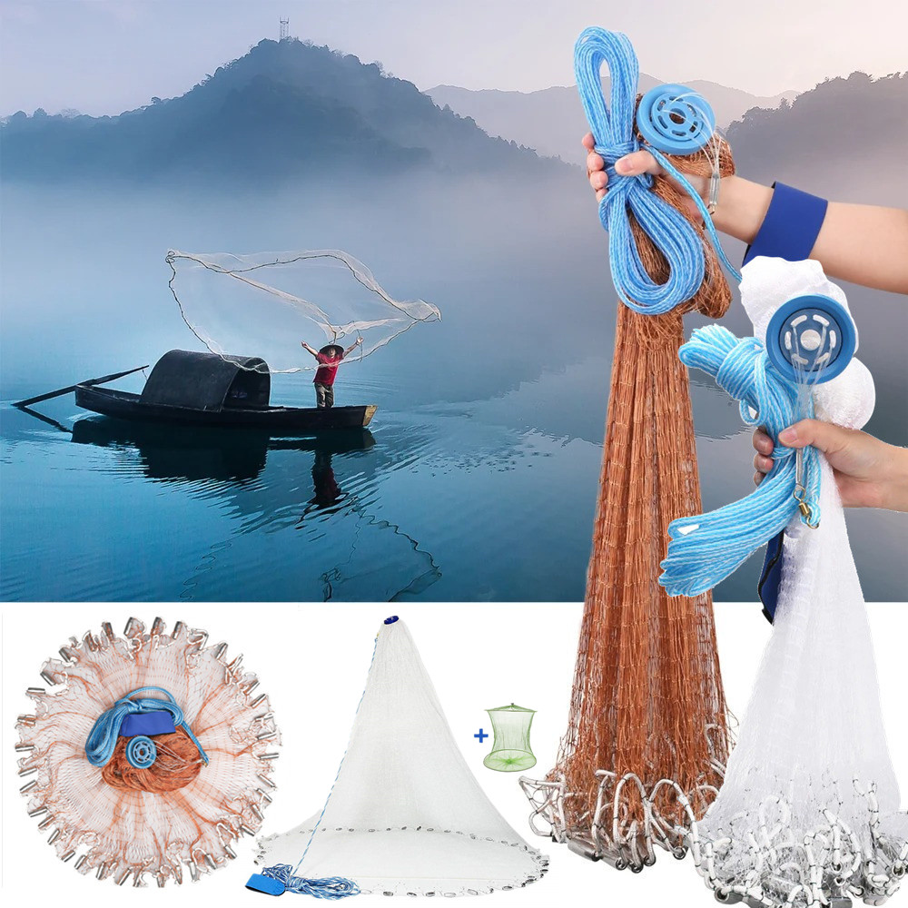 Filet de pêche en eau salée pour piège à appâts, filets de coulée à rayon de 3 pieds/4 pieds/5 pieds/6 pieds/8 pieds avec plomb en Zinc robuste, facile à lancer