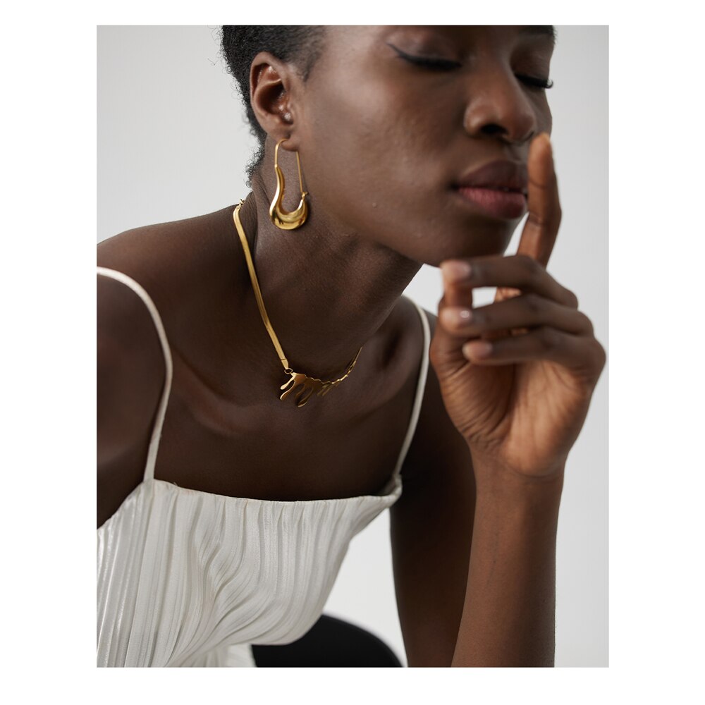Yhpup 316L roestvrij staal geometrische hoepel oorbellen minimalistische metalen 18K vergulde oorbellen waterdichte sieraden voor vrouwen cadeau