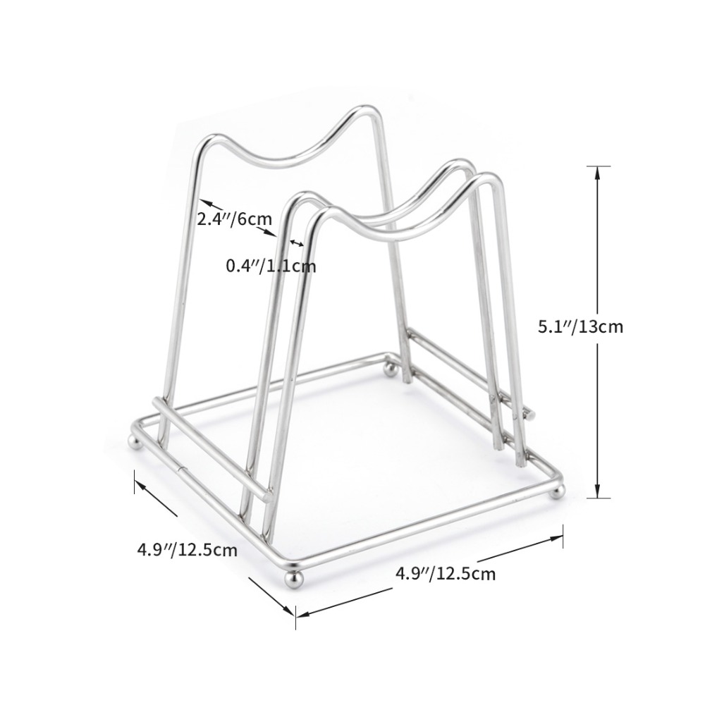 ANHO Snijplank Houder Rvs Pot Deksel Rack Stand Messenblok Schotel Opslag Plank Keukengerei Organisator Zilver