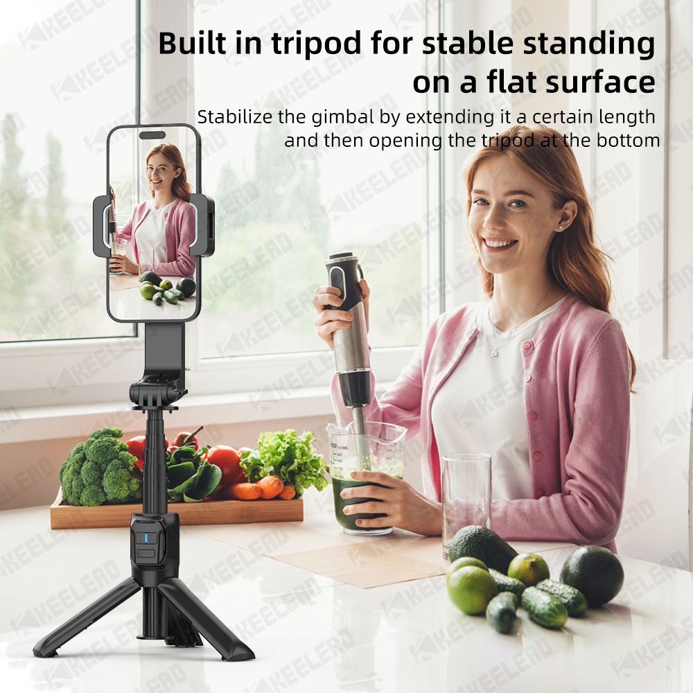 Hq2- se selfie-stang stativ mobiltelefon stabilisator stativ til mobiltelefon med genopladelig fjernbetjening til actionkameraoptagelse