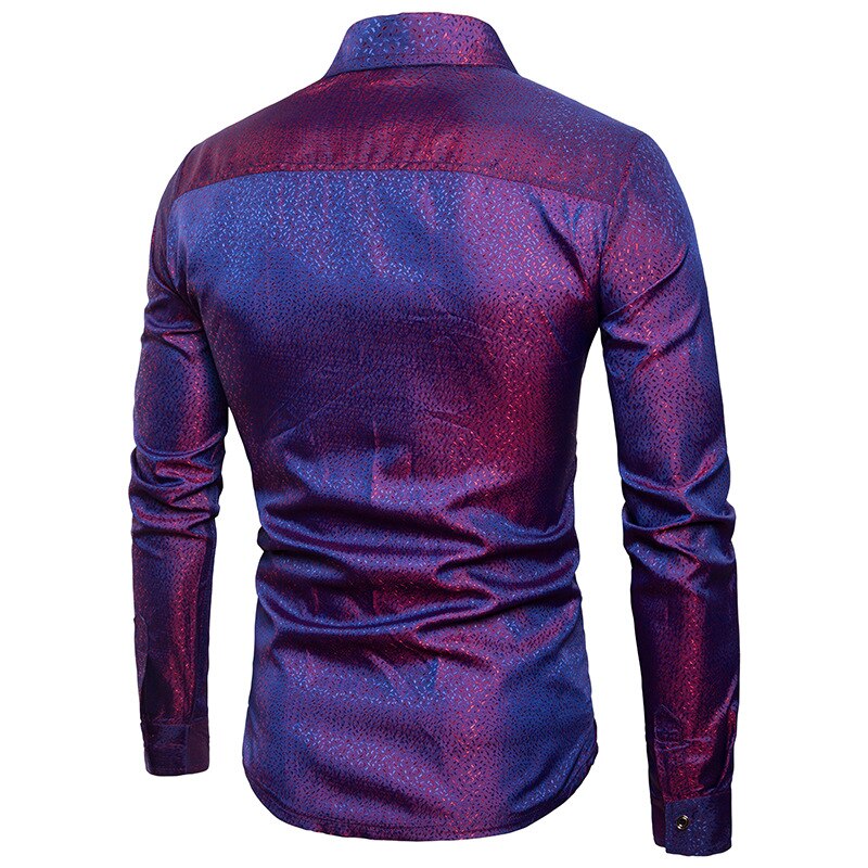 Seide Hemd Männer Satin- Glatte Männer Solide Rauchen Hemd Geschäft Hemd Homme lässig schlank passen Glänzenden Gold Hochzeit Kleid Hemden