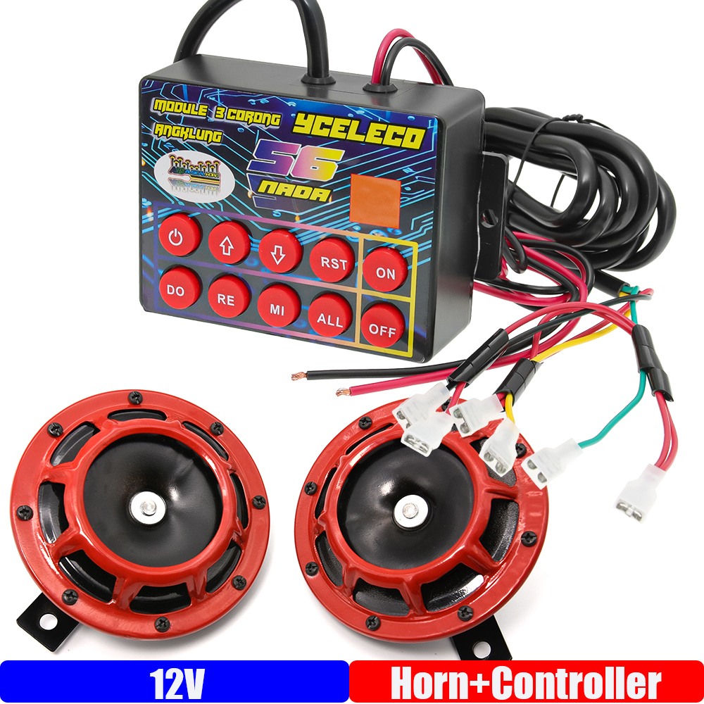 56 Musical Electronic Horn Controller with 2PCS Car Horn Loud Sound Horn 56 Tone Horn Controller for Motor Boat Truck 12V Custom: Default Title