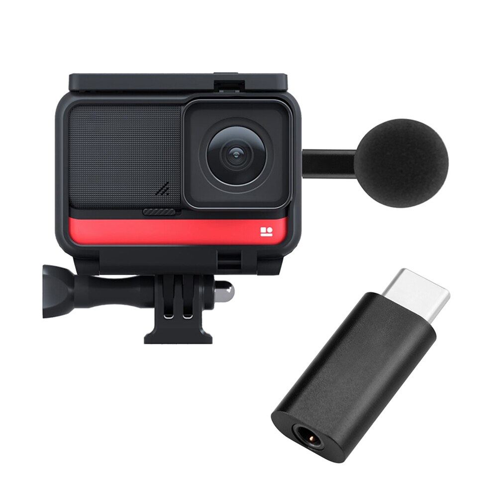 3.5mm Recording Video Microphone Mic Adapter for Insta360 One R Action Camera