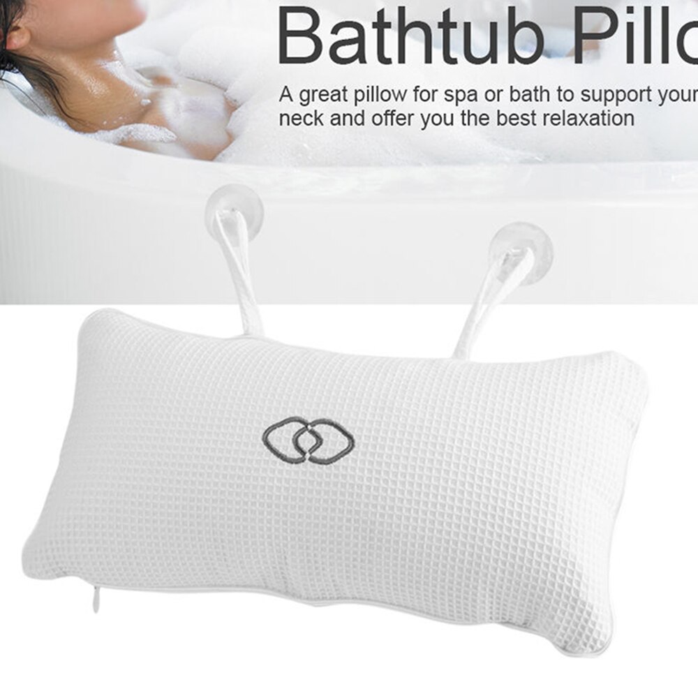 Non-slip hydrotherapy massage bath pillow with suction cup support neck bathroom shower pillow Built-in PVC inflatable bag