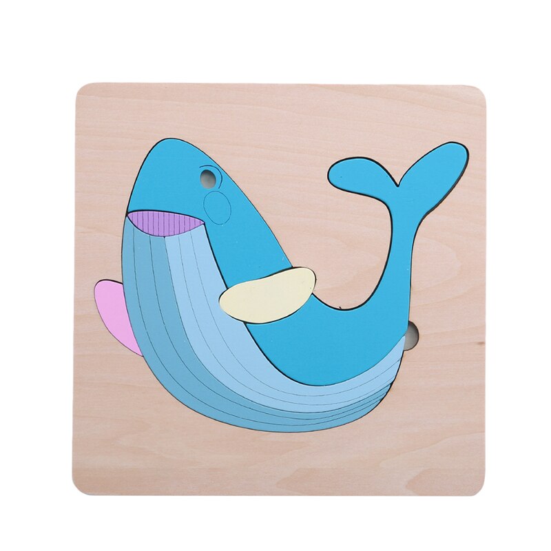 1 Set Van Puzzel Speelgoed Leuke Cartoon Dier Houten 3D Puzzels Om Kinderen De Beste Vroege Educatief Speelgoed: whale