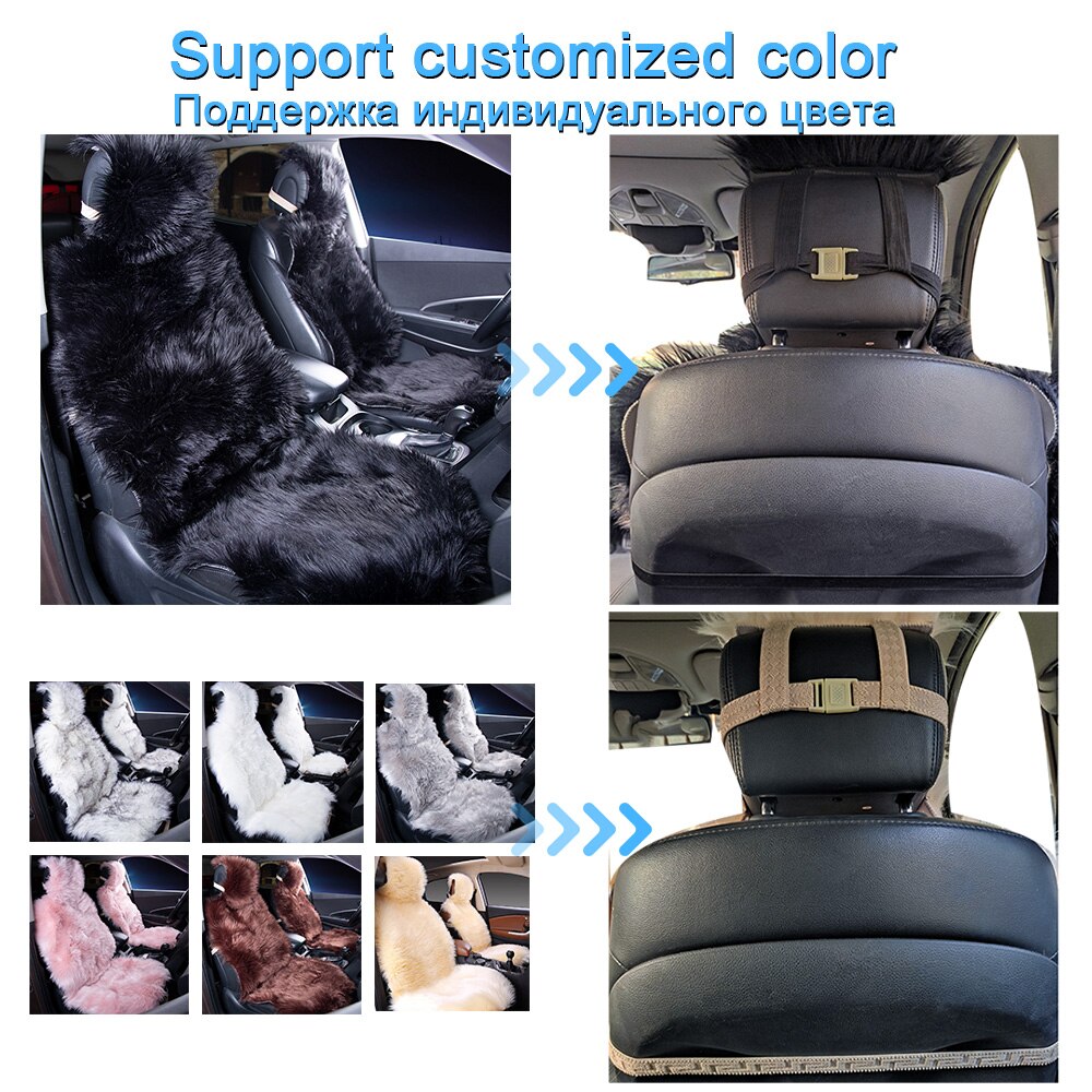 Kawosen 1 Stuk Lange Faux Bont Bekleding, Universele Kunstmatige Pluche Auto Stoelhoezen, leuke Pluche Sneeuw Zitkussen LFFS02