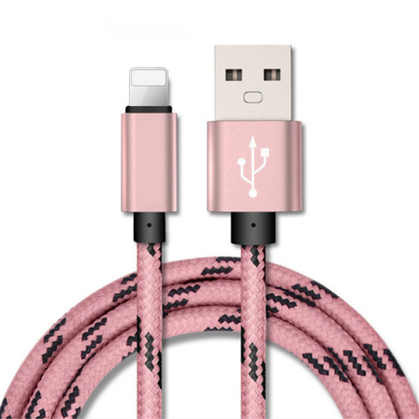 NOHON Nylon USB Lade Datenkabel Für Apple Für iPhone X 7 6 8 6S 5S Plus XS MAX XR Für iPad Mini 8 Pin Schnelle Lade Kabel 2M: Rose Gold / 1m