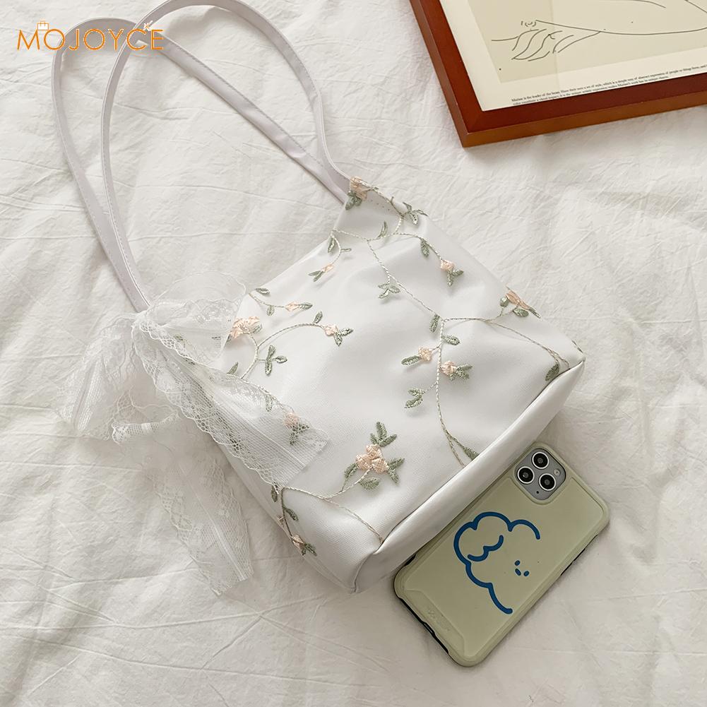 Spitze Blume Frauen Handtasche Elegante Totes Eimer Schulter Taschen PU Leder Weibliche Reise Strand Einkaufen Handtasche