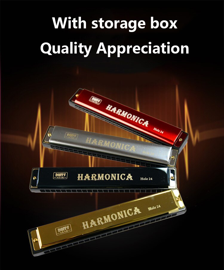 24- skrog munnspill c nøkkel metall harmonika treblåsinstrument til nybegynnere låve voksne 8- fargestøtte