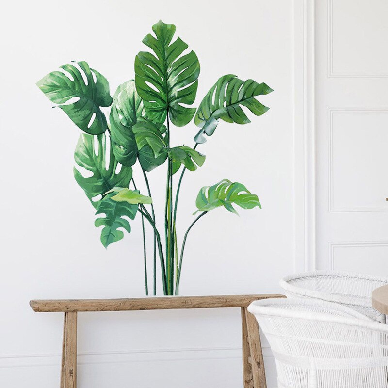Tropiske planter veggdekorasjoner stue grønt blad veggdekor til dekorasjon soverom flyttbare vinyl kunst veggmalerier hjemmeinnredning