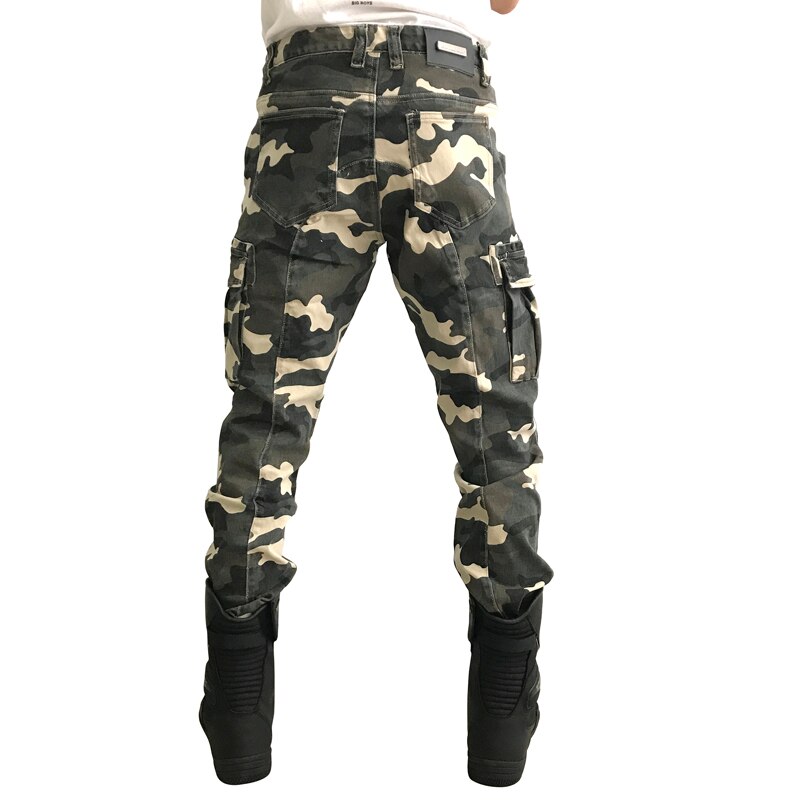 Motocross bukser moto jeans motorcykel lige ben jeans ridebukser rider jeans antifald bukser, camouflage bukser moto bukser