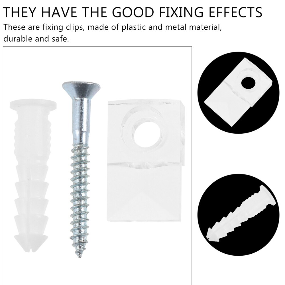 20 Sets of Non-punching Fixing Clips Mirror Hanger Clips Set Mirror Mount Clips