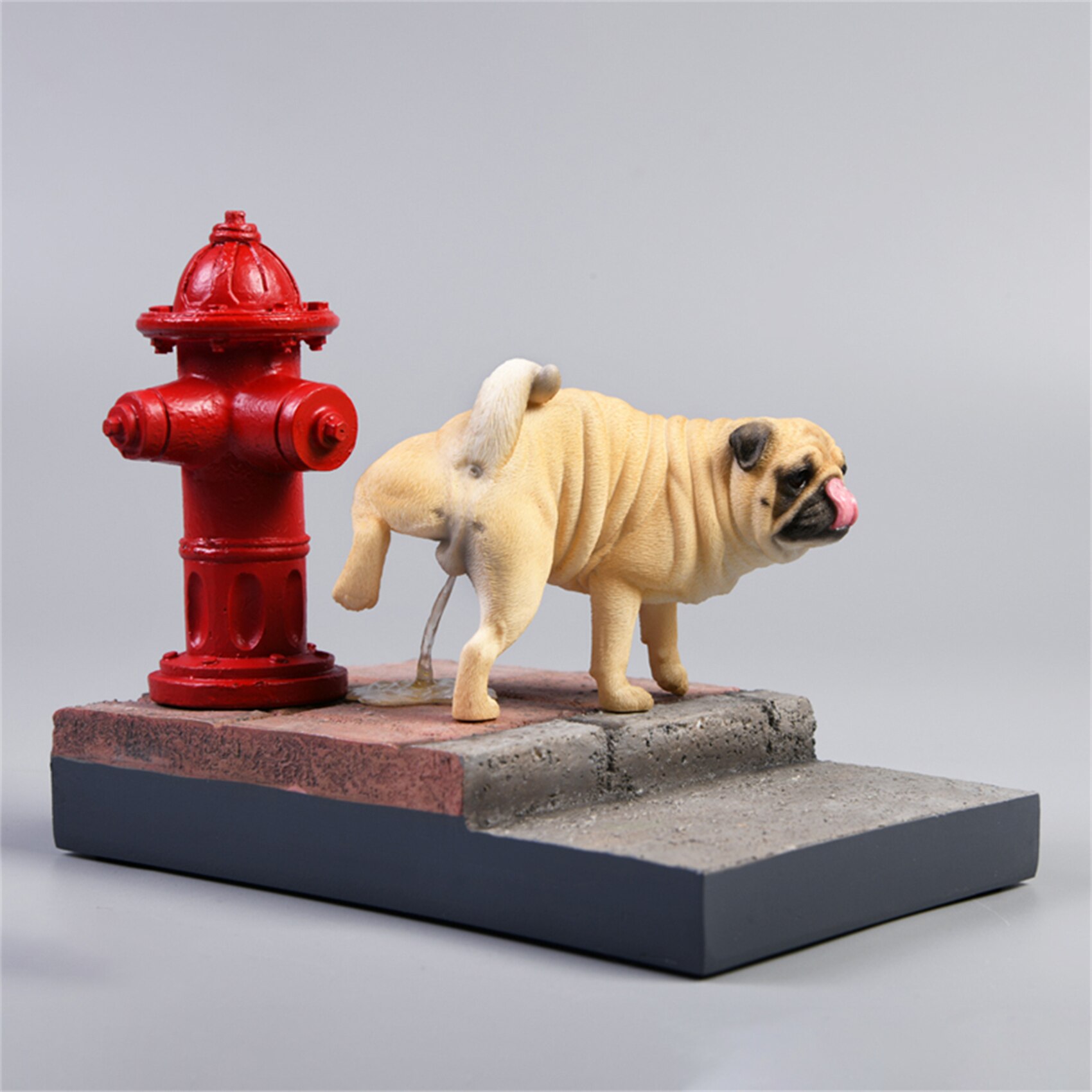 JXK 1/6 Funny Pug Figure Dog with Base Pet Healing Figure Cute Canidae Animal Collector Toy Resin Desktop Decoration: 069D