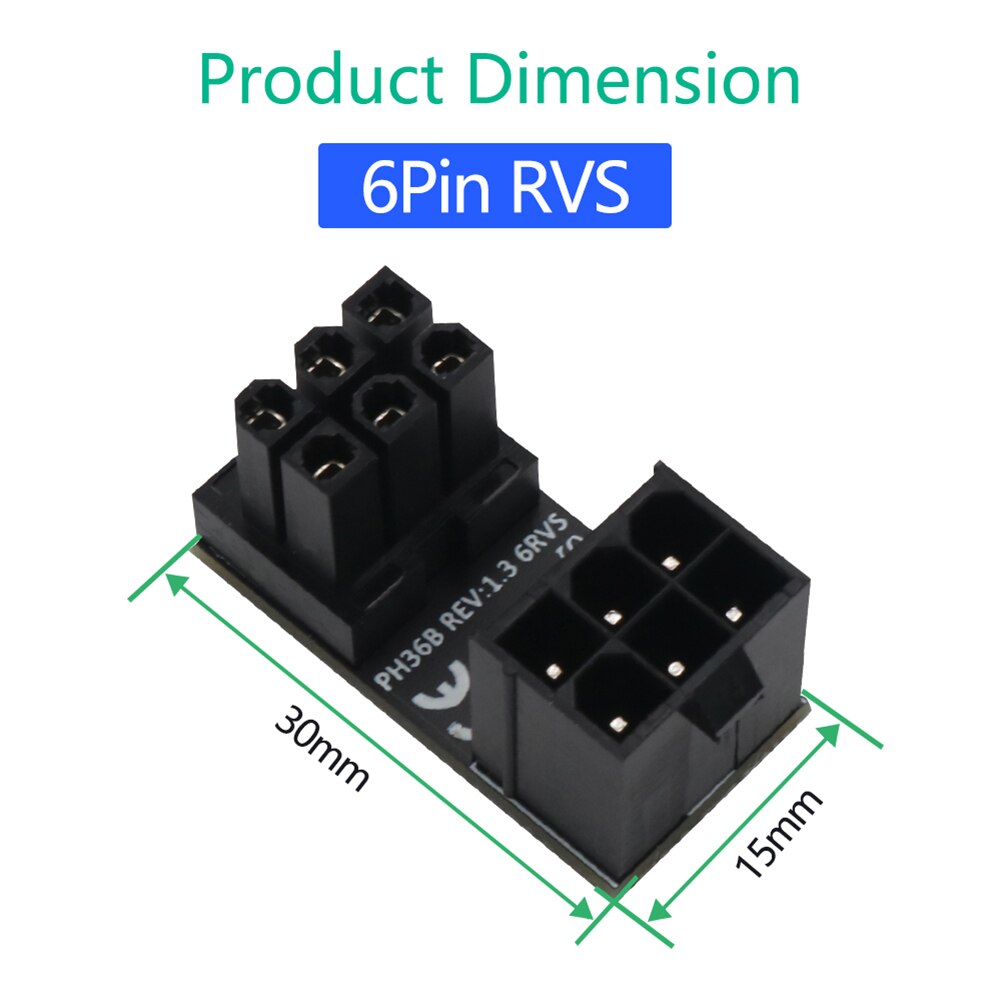 Angled Turning Connectors Angled Power Adapter Desktops 2x ATX 6 Pin Power Supply Adapter for Graphics Cards