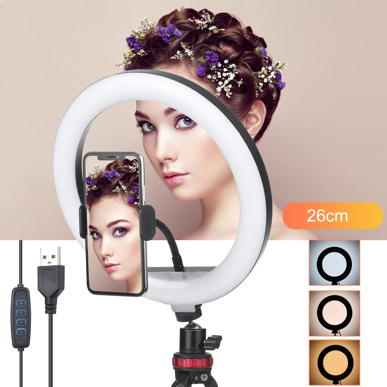 Circle Led Photography Lamp Dimmable Led Fill Light for Live Broadcast/Selfie/Makeup/Video-Shooting Makeup