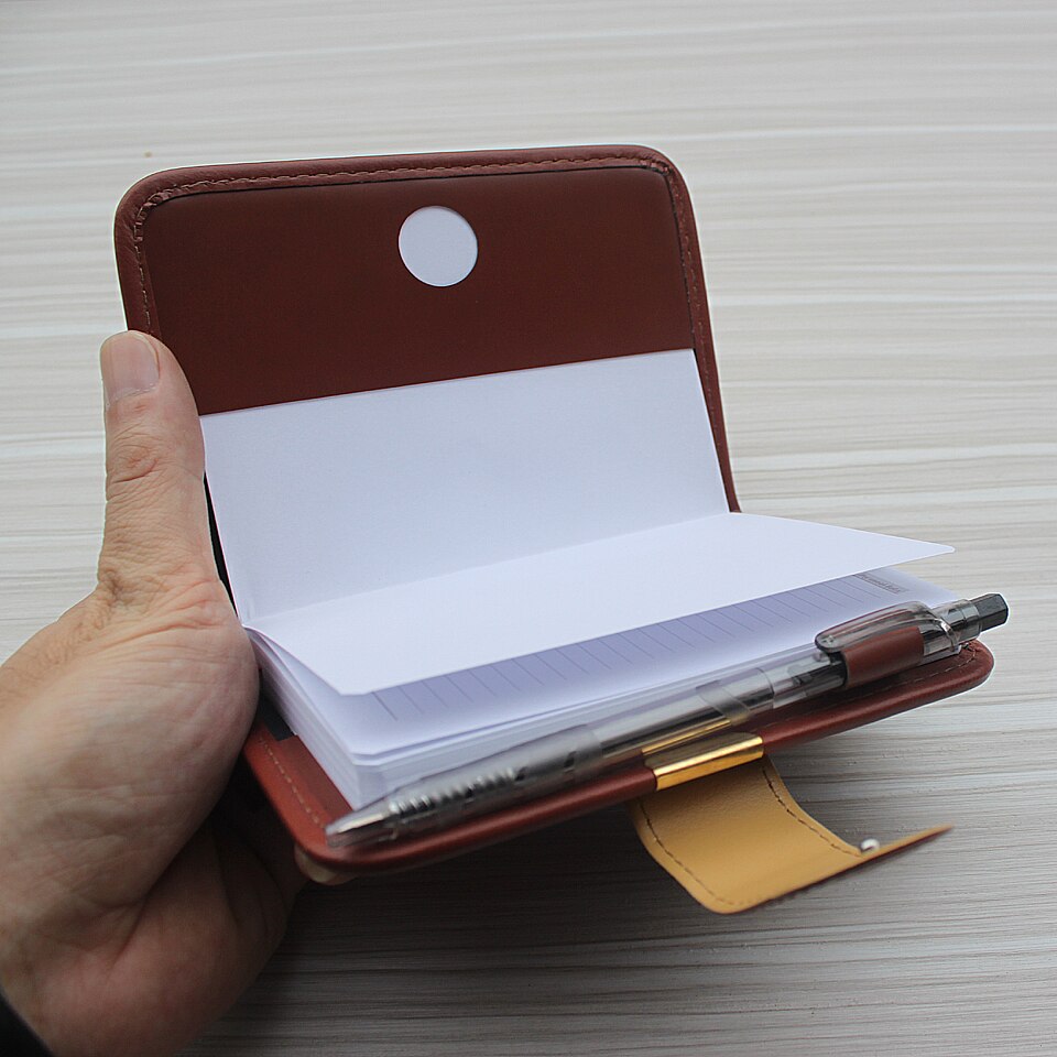A6 Kleine Business Notebook Retro-Stijl Lederen Notebook Kantoor Leren Notepad Wordt Geleverd Met Een Bal Pen Planner Voor Briefpapier