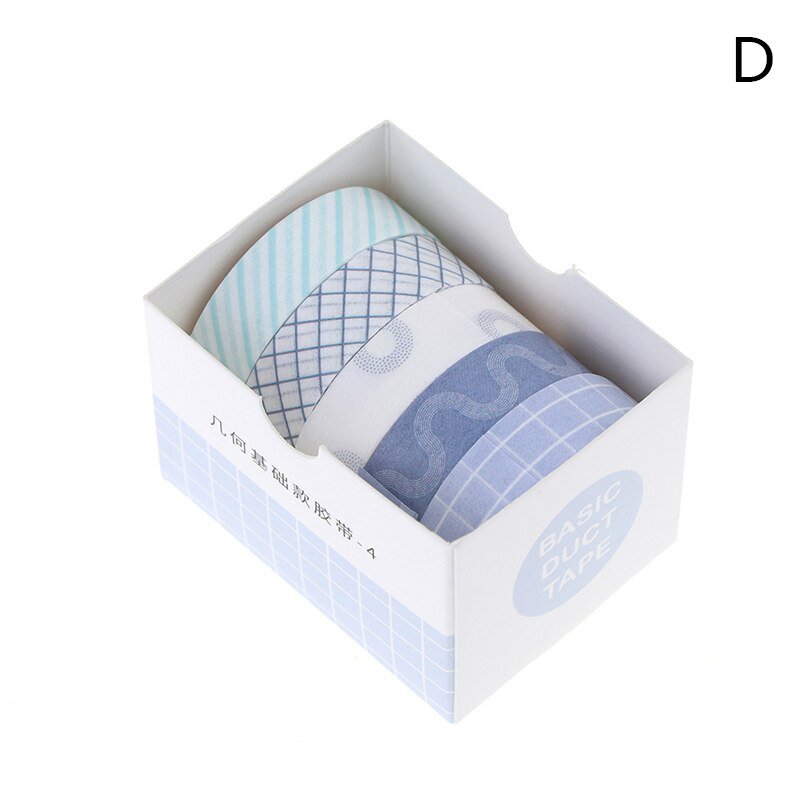 5Rolls/box Solid Color Tape Set Decorative Tape Cute Scrapbooking Adhesive Tape: D