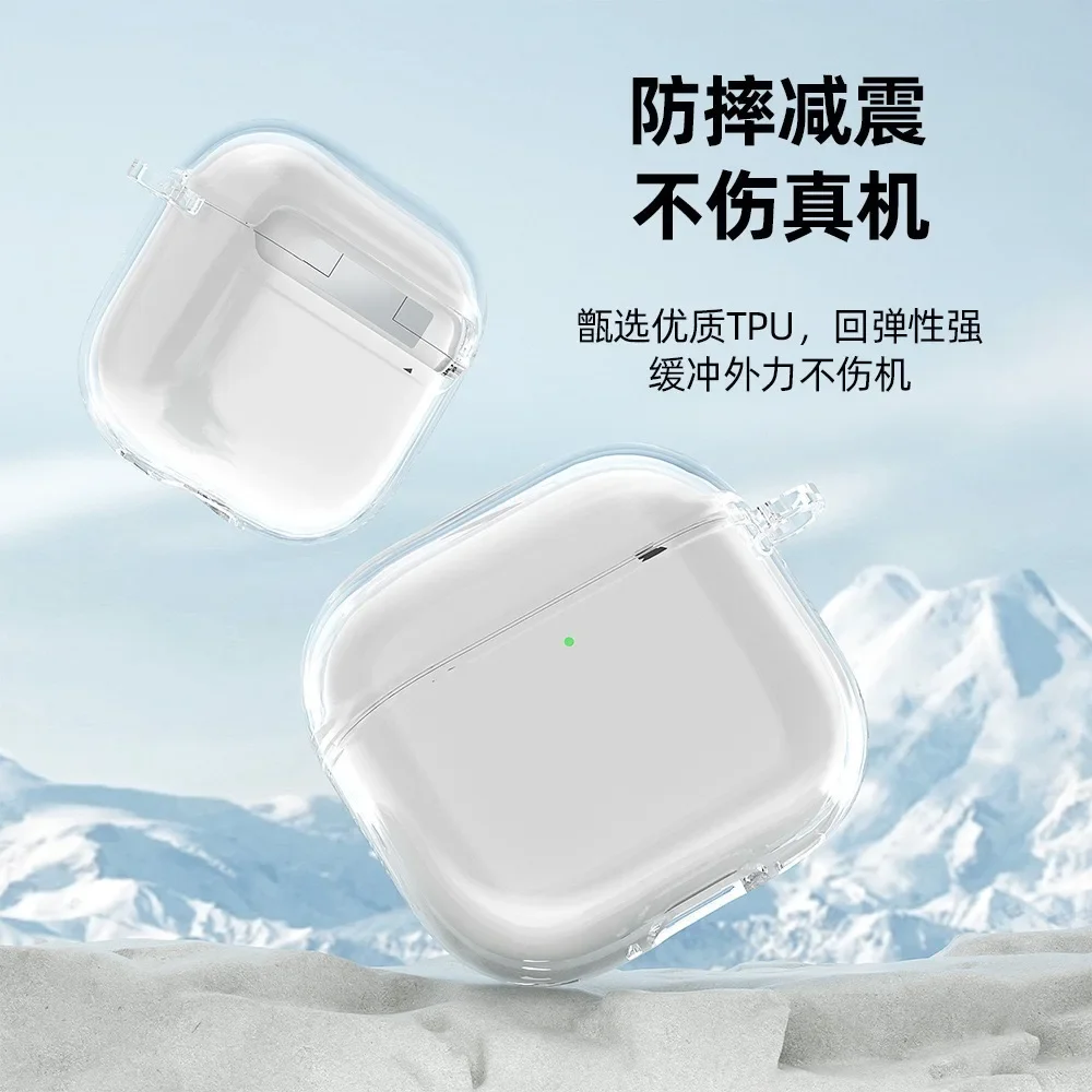 Transparente schutzhülle für airpods 4 mit schlüsselanhänger, kabellos, durchsichtig, weiche tpu-schutzhülle, stoßfest, für apple airpods 4 zubehör