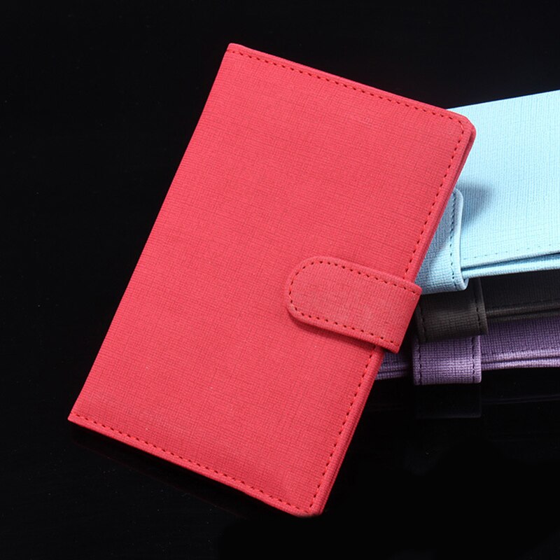 Vrouwen pu leren paspoorthoes unisex hoes op het paspoort met sluiting effen kleur paspoorthoes reisdocumenten kaarthouder: Rood
