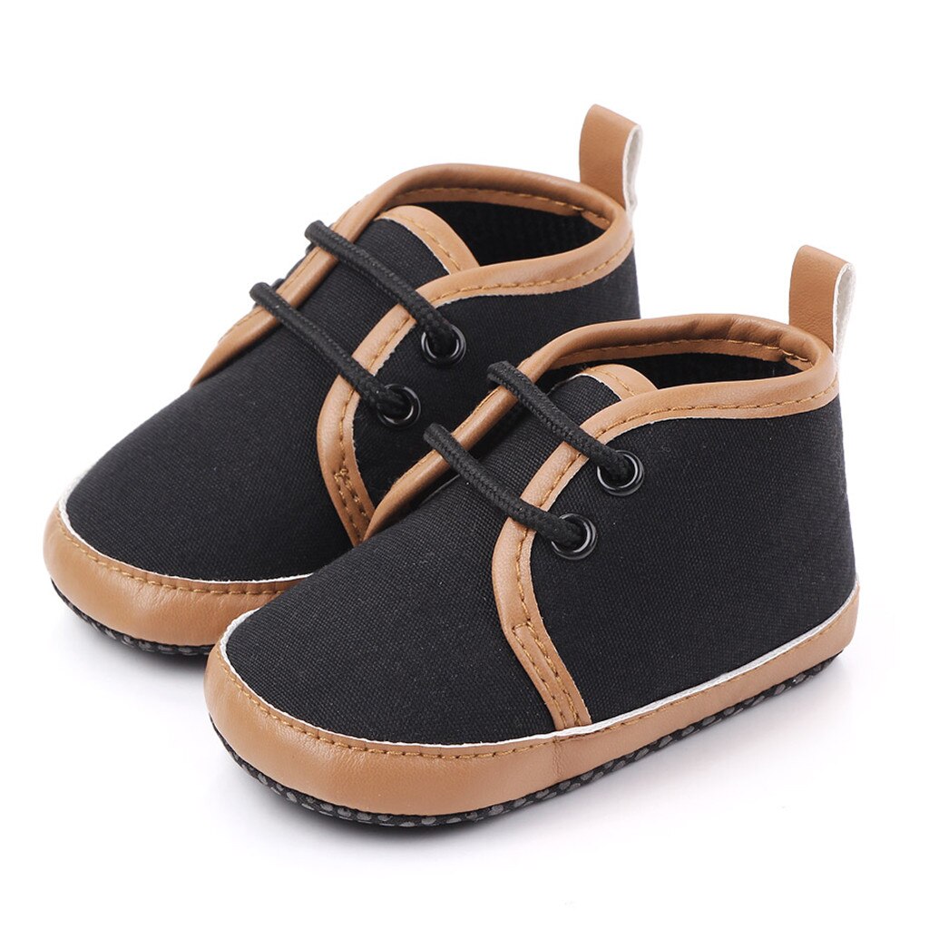 Zapatos clásicos de lona para bebé recién nacido, primeros pasos,: Black / 0-3M