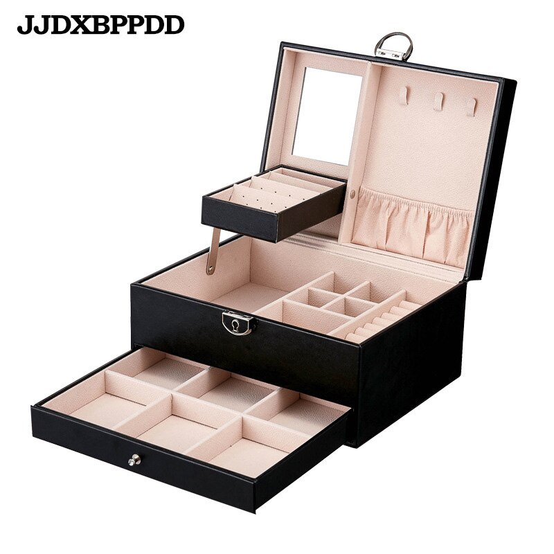 Multi-Function Storage Box Leather Jewelry Box Multi-Layer Large-Capacity Jewelry Organizer For Necklace Rings Earring
