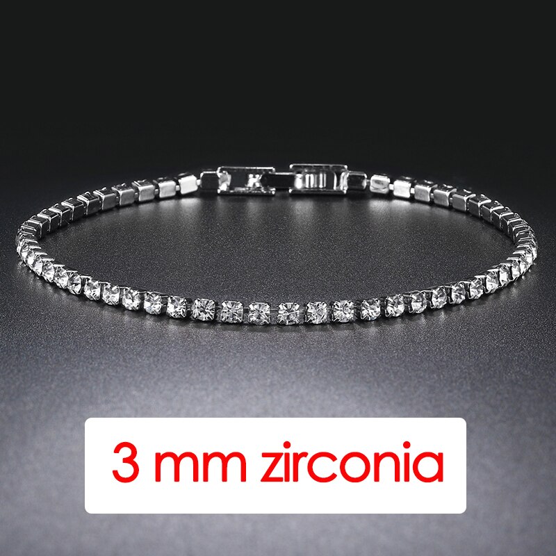Dames tennisarmband hiphop trendy aaa+ kubieke zirkonia zilverkleurig tiener meisje kristallen ketting aan de hand bruiloft sieraden  h086: 19cm / Verguld