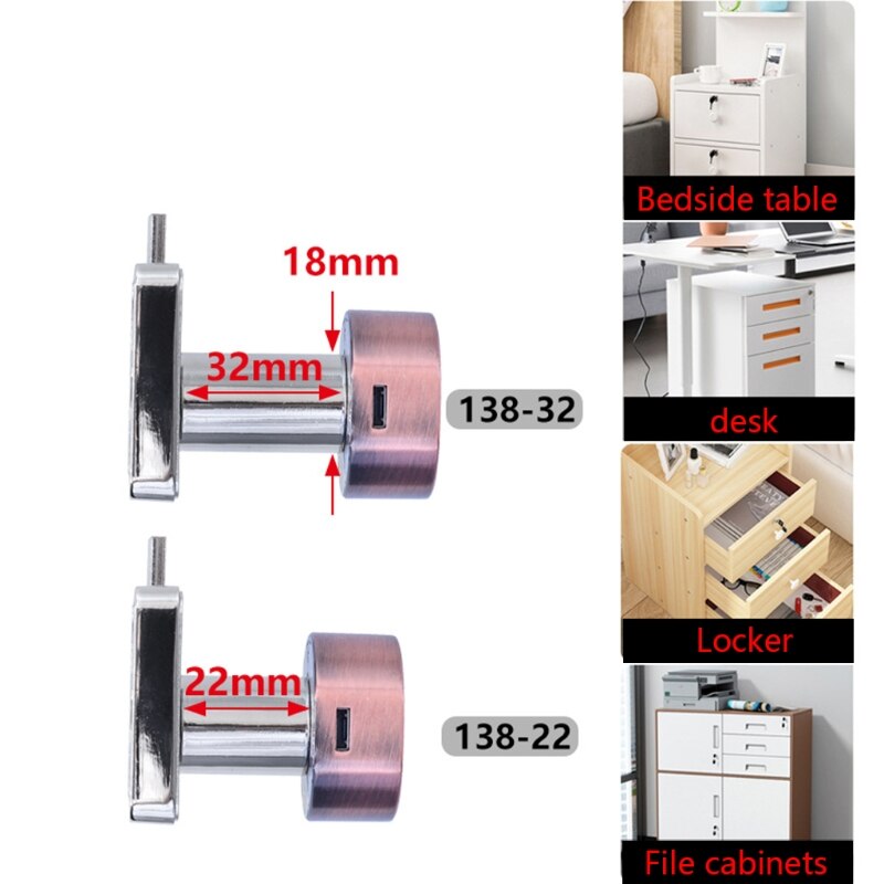 Safe Fingerprint Door Lock Hole Free Installation for Mailboxes School Lockers Shoe Cabinet Bookcase File Cabinet