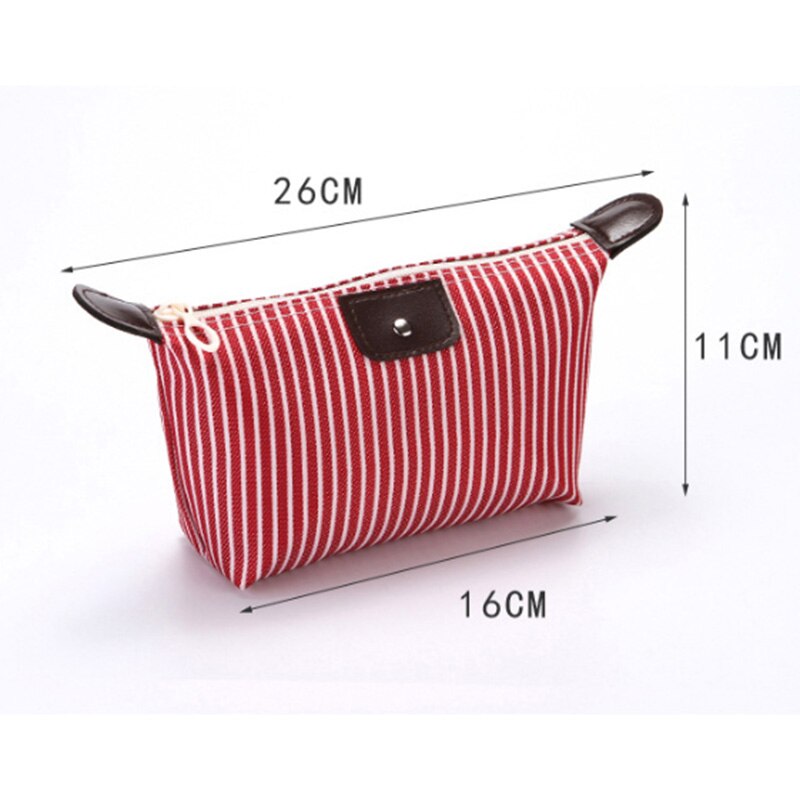 Foldable Stripes Women Travel Toiletry Make Up Cosmetic pouch bag Clutch Handbag Purses Case Makeup Bag Organizer